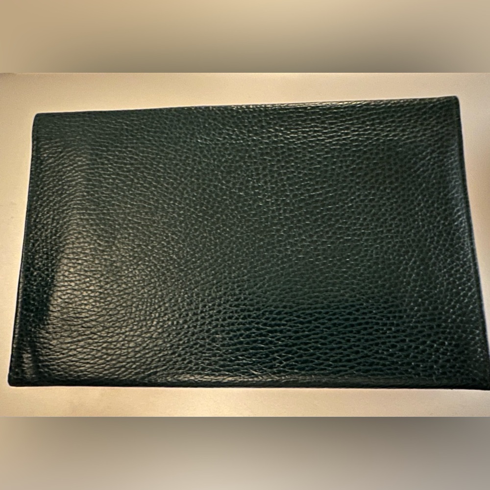 Smythson Luxury Embossed Pebble Green Leather Travel Organizer Bag Clutch - Picture 5 of 7